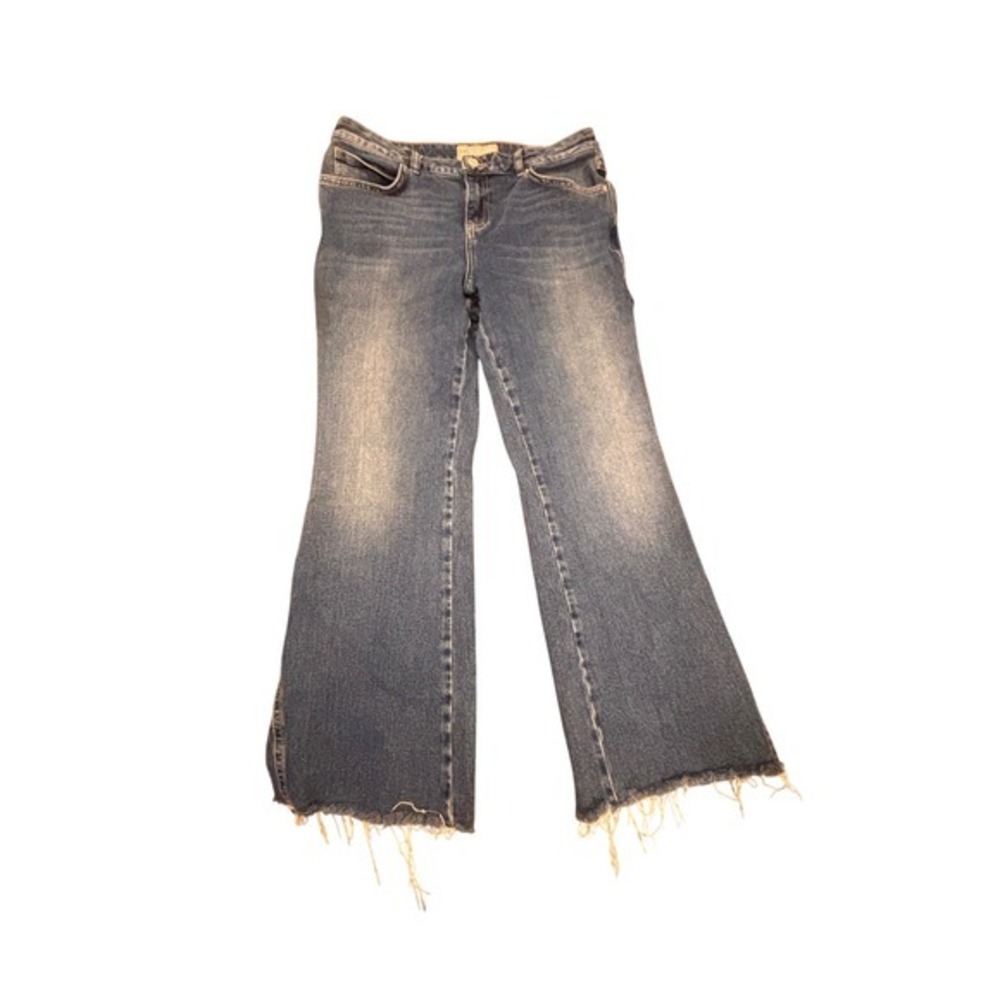 Free People Womens Jeans Size 31R Flare Legβ Frayed Hem Blue Denim